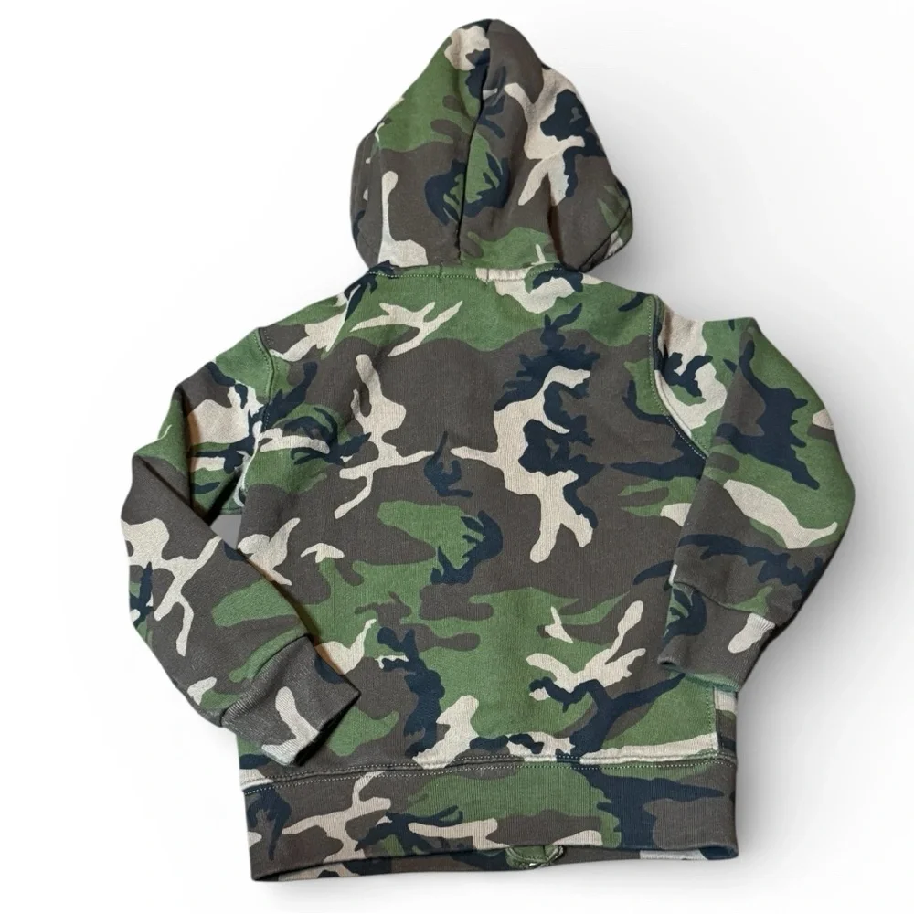 Polo Ralph Lauren Green Camouflage Hoodie Size 4T Full Zip Front Pockets